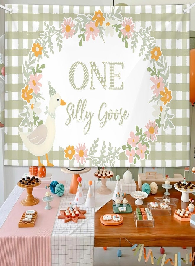 ميهوفوند خلفية MEHOFOND مقاس 6 × 3.6 قدم بتصميم أوزة مرحة، زينة عيد الميلاد الأول للأولاد، لافتة خضراء منقوشة لحفلة عيد الميلاد الأول، لوازم حفلات عيد ميلاد برسومات كرتونية لطيفة - Image 3